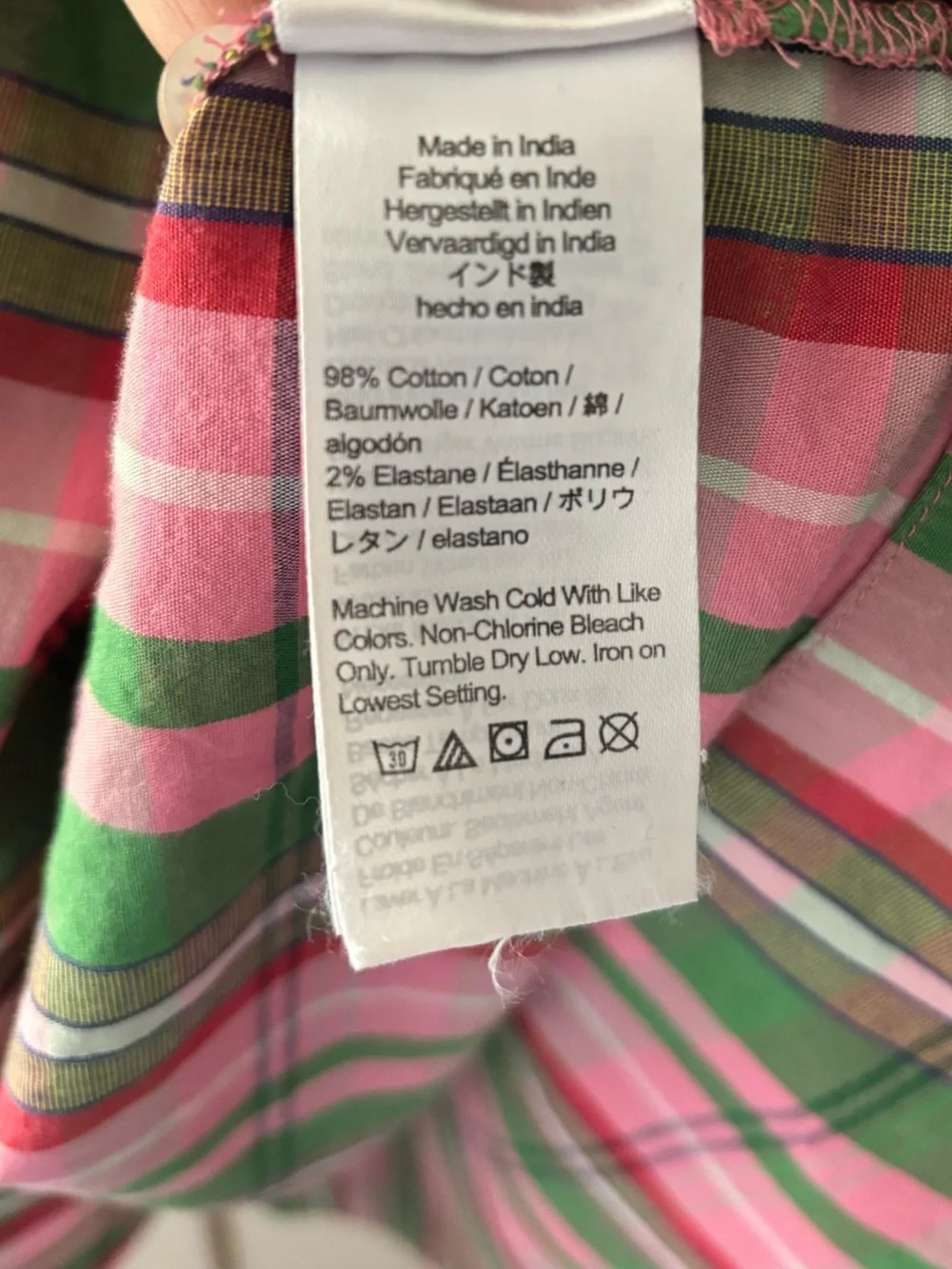 J. Crew Pink and Green Plaid Cotton Poplin Shirtdress Sz 16